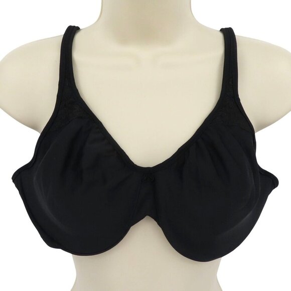 Bali 36C Bra 3385 Passion for Comfort Minimizer Underwire Bra Solid Black Lace - Picture 1 of 13